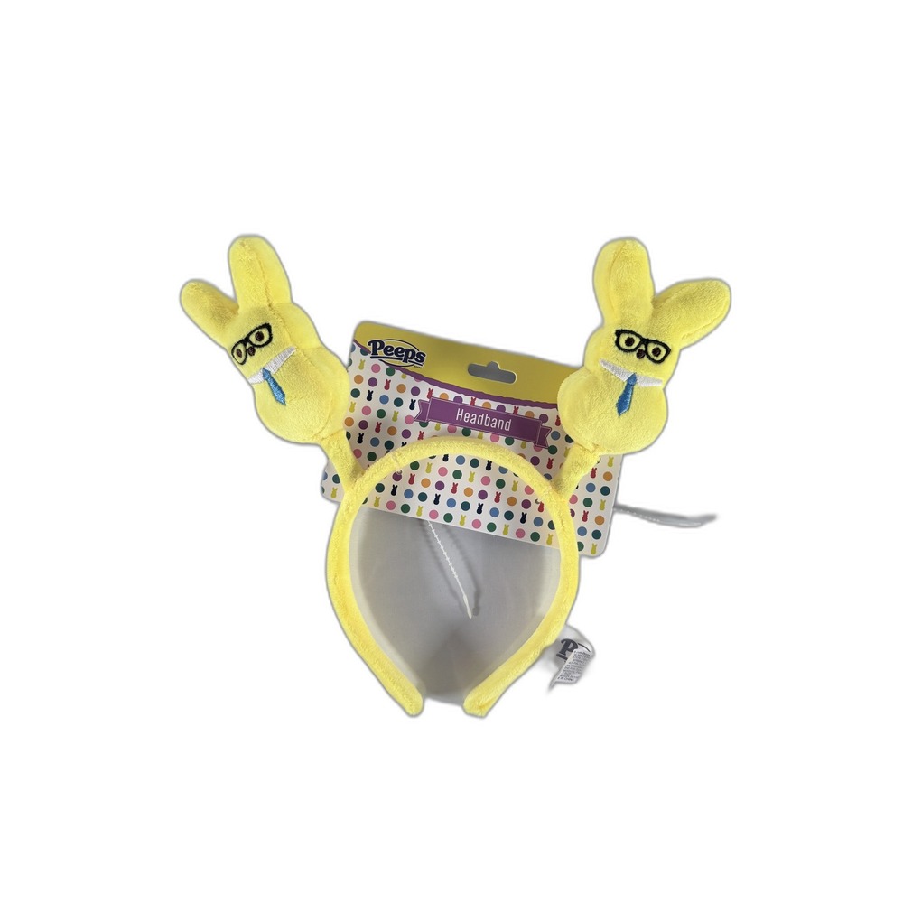Peeps Yellow Bunny Headband Easter Plush Bunnies with Glasses Adult Accessory
